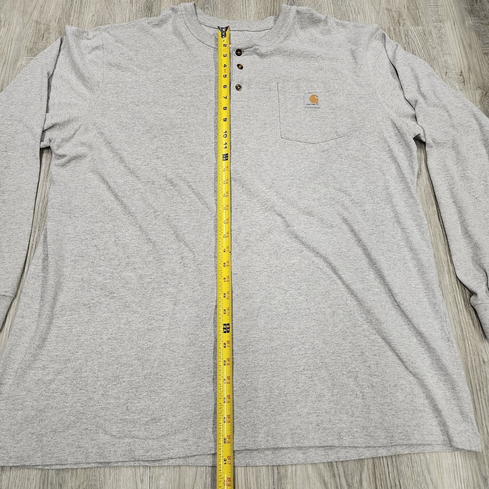Carhartt Loose Fit Long Sleeve Henley Shirt Mens 2XL Tall Gray Workwear Pocket T - Picture 10 of 10
